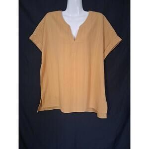 Matty M Women's Honey Yellow Cotton Hi/Lo Hem Popover Textured Tunic, Lg